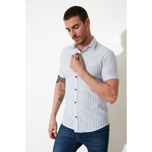 Trendyol Blue Men Slim Fit Shirt Collar Short Sleeve Shirt