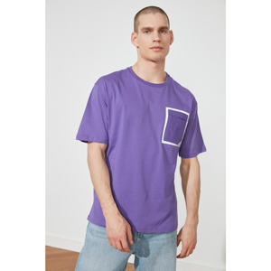 Trendyol Purple Men's Oversize T-Shirt with Contrast Pocket