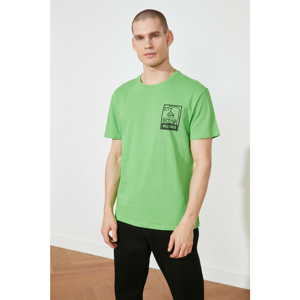 Trendyol Green Men's Bike Collar Short Sleeve Back Printed T-Shirt