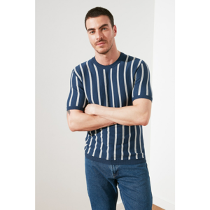 Trendyol Indigo Men's Bike Collar Striped T-Shirt