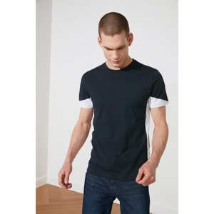 Trendyol Navy Blue Men's Bike Collar Short Sleeve Color Block T-Shirt