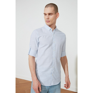 Trendyol Light Blue Men's Shirt Collar Slim Fit Epaulette Shirt