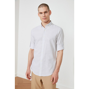 Trendyol Grey Men's Shirt Collar Slim Fit Epaulette Shirt
