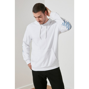 Trendyol White Male Back Printed Hooded Regular Sweatshirt