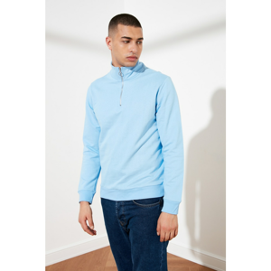 Trendyol Blue Male ZipperEd Right Collar Regular Sweatshirt