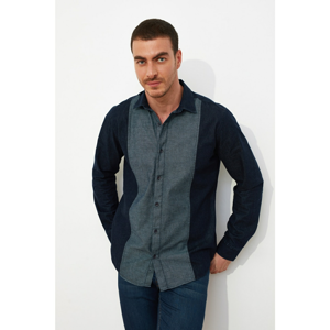 Trendyol Anthracite Men's PanelEd Regular Denim Shirt