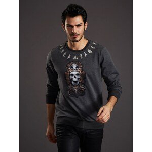 Dark gray men's sweatshirt with a skull