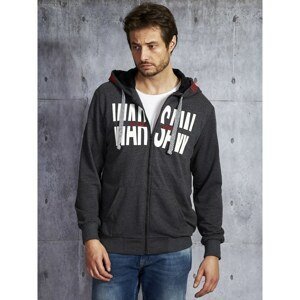 Dark gray men's sweatshirt with a patch and inscription