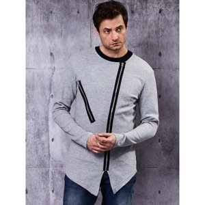 Men's gray sweatshirt with asymmetrical zippers