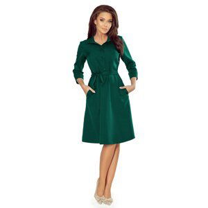 286-1 SANDY Shirt flared dress - BOTTLE GREEN