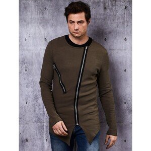 Men's khaki sweatshirt with zippers