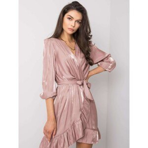 Dusty pink women's dress with a frill