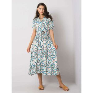 RUE PARIS Ecru dress with floral patterns