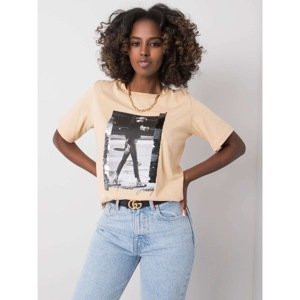 Beige women&#39;s t-shirt with a print