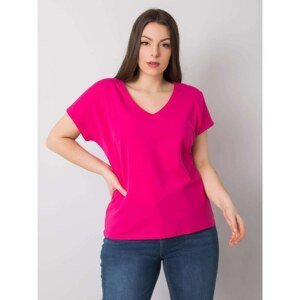 Fuchsia women's t-shirts with V-neckline and V-neckline