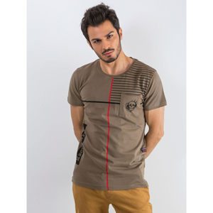 Men's striped t-shirt with khaki slogan