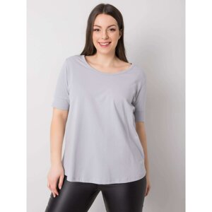 Light grey cotton T-shirt for women in oversize