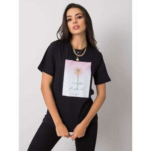 Women's black T-shirt with print