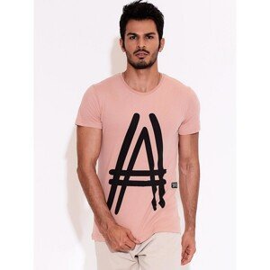 Dark pink men's t-shirt with a graphic sign