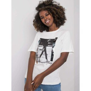 White women&#39;s t-shirt with a print