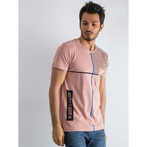 Men's striped T-shirt with dirty pink lettering