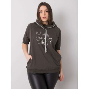 Dark khaki plus size sweatshirt with an inscription