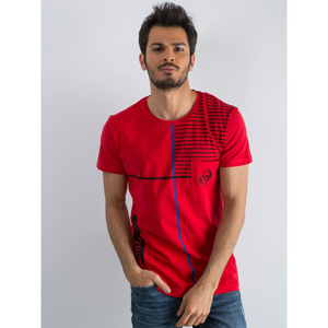 Men's striped t-shirt with red inscription