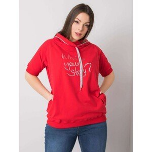 Red plus size sweatshirt with a slogan