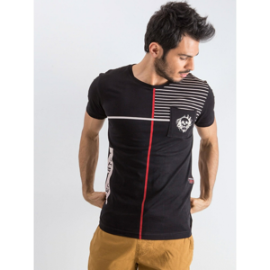 Men's striped t-shirt with black inscription