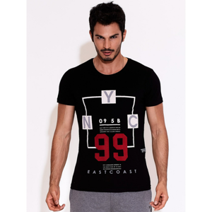 Men's black T-shirt with a text print