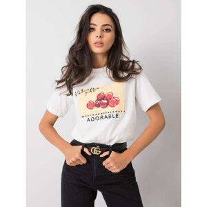 Women's white T-shirt with print and patches