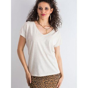 V-neck melange beige t-shirt