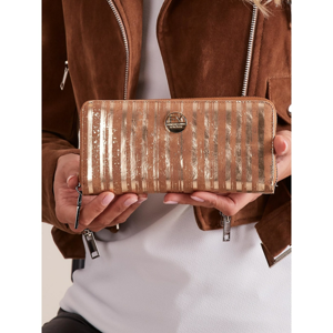 Gold striped leather wallet