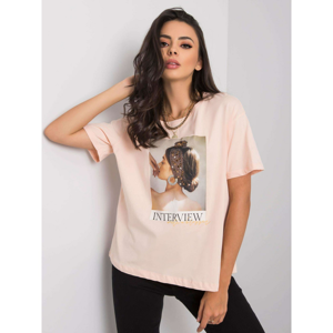 Salmon t-shirt with a colorful print