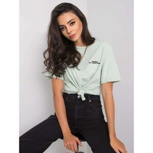 Women's mint T-shirt with embroidery