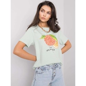 Ladies' mint t-shirt with the Fenna applique