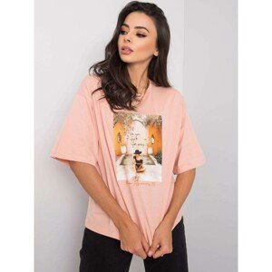 Cotton T-shirt with salmon print