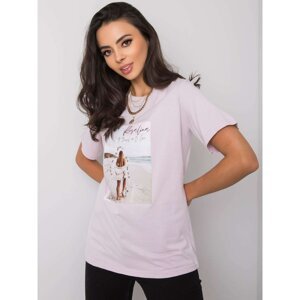 Lilac T-shirt with Travel Print