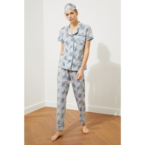 Trendyol Grey Printed Knitted Pyjama Set
