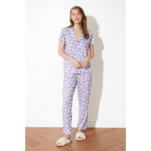 Trendyol Lilac Patterned Knitted Pyjama Set