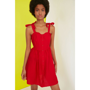 Trendyol Red Strap Button Detail Dress