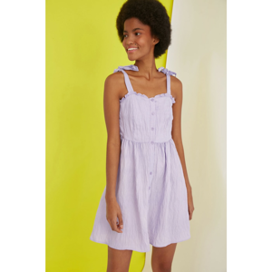 Trendyol Lilac Strap Button Detail Dress