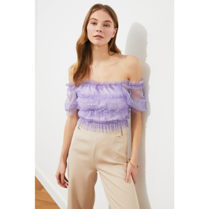 Trendyol Lilac Polka veil Knitted Blouse