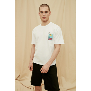 Trendyol White Men's Oversize Fit 100% Organic Cotton Crew Neck Short Sleeve Printed T-Shirt