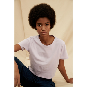 Trendyol Lilac 100% Organic Cotton Crop Knitted T-Shirt