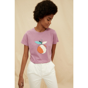 Trendyol Purple 100% Organic Cotton Crop Printed Knitted T-Shirt