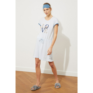 Trendyol Blue Printed Knitted NightGown