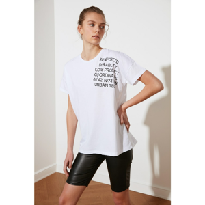 Trendyol White Printed Basic Knitted T-Shirt