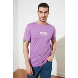 Trendyol Purple Men's Short Sleeves Regular Fit Printed T-Shirt