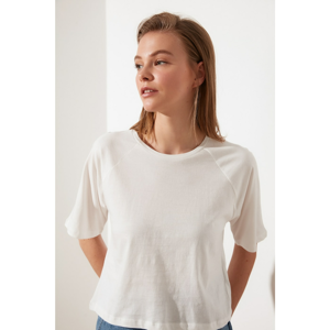 Trendyol White Back Printed Reglan Arm Loose Knitted T-Shirt